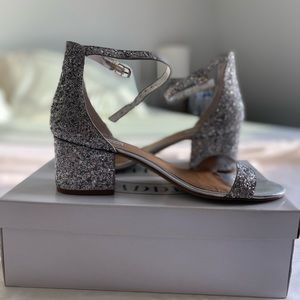 Steve Madden Irenee Silver Glitter Strappy Heel